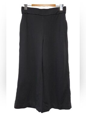 Camber & Grace Minimalist Wide Leg Cropped Gaucho Culottes Black Workwear Chic